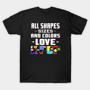 All Shapes, Sizes and Colors Love K-POP - Dark BG Geometric Design T-Shirt